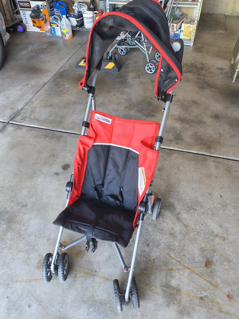 Kolcraft Lightweight Umbrella Stroller with Canopy - Red/Black