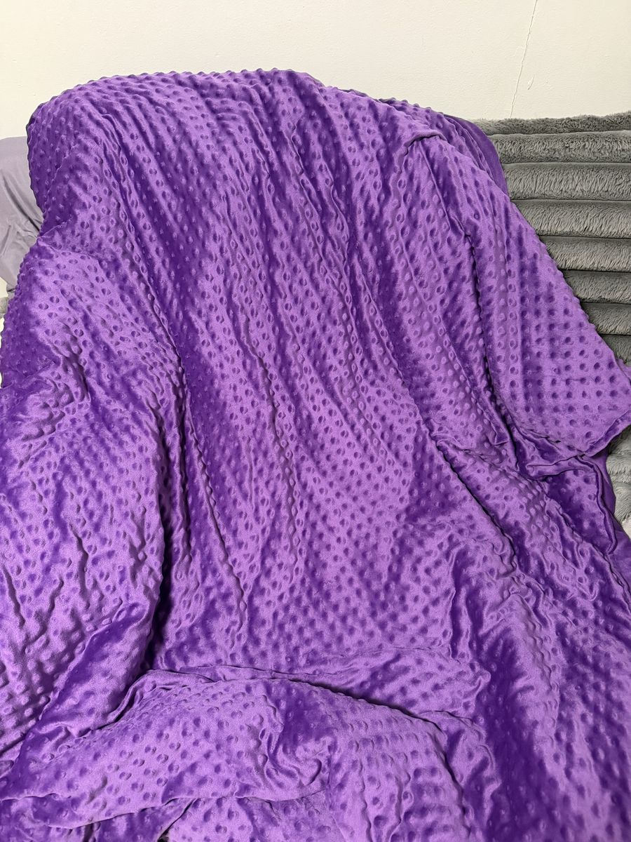 Weighted Blanket with Removable Cover - Purple, Minky Dot, 15 lbs