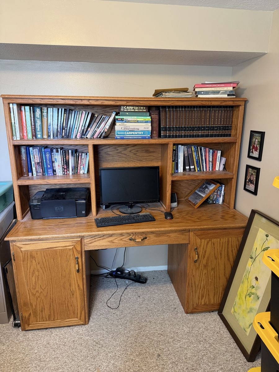 Custom Built Oak Computer Hutch