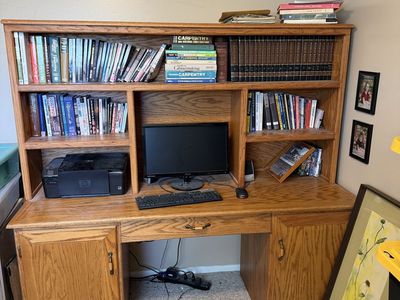 Custom Built Oak Computer Hutch