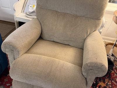 Comfortable Beige Recliner Chair - Plush Upholstery, Good Condition