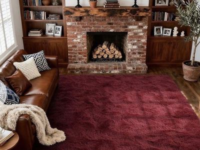 9x12 Ft Shag Rug, Ultra Soft Burgundy