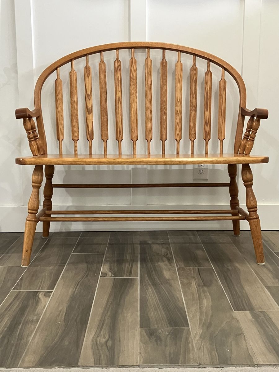 Vintage Solid Wood Spindle Back Bench Settee Entryway Dining Seat