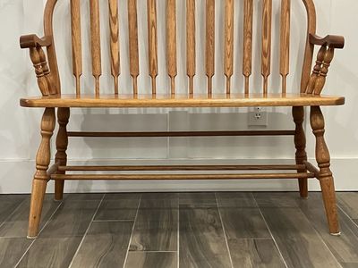 Vintage Solid Wood Spindle Back Bench Settee Entryway Dining Seat