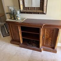 Elegant Wooden Sideboard Cabinet with Open Shelving and Storage