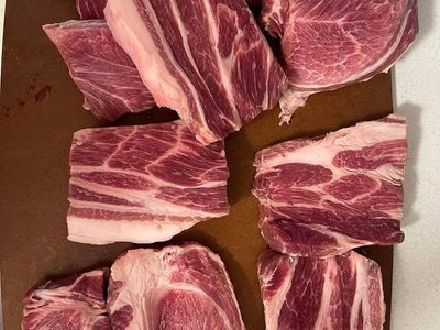 Red meat, pasture raised Heritage Breed whole hog pork for sale - ready to butcher May 31st