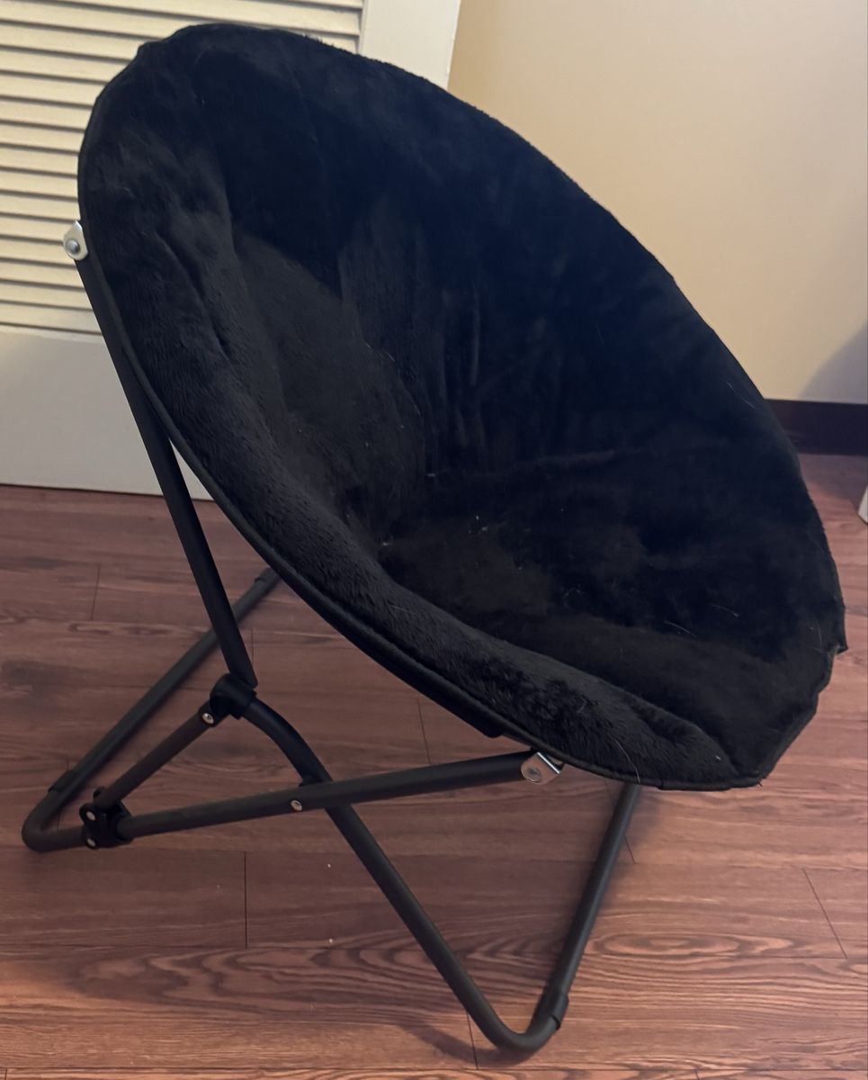 Mainstays Faux Fur Saucer™ Chair, Black + Black Frame