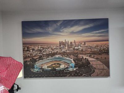 Large LA Dodger Stadium & Downtown Sunset Canvas Wall Art Decor