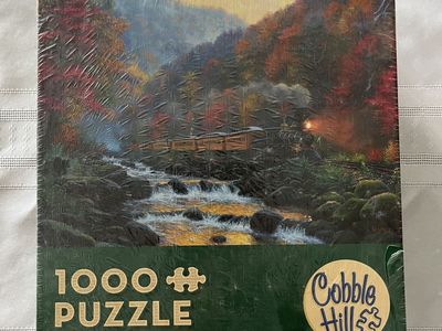 Brand New Sealed Cobble Hill Smoky Train 1000 Piece Puzzle - Mark Keathley Fall Train