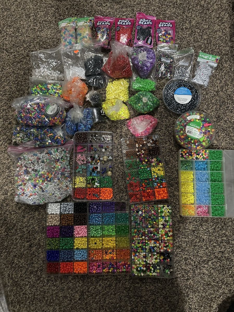 Huge Crafting Bead Lot - Pony Beads, Alphabet Beads, Organizers & Accessories
