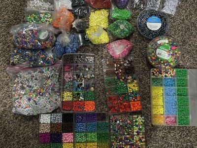 Huge Crafting Bead Lot - Pony Beads, Alphabet Beads, Organizers & Accessories