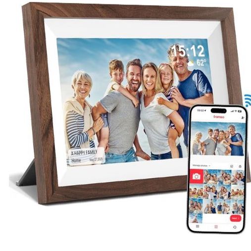 Venusmiles 10.1” WiFi Digital Picture Frame – Walnut