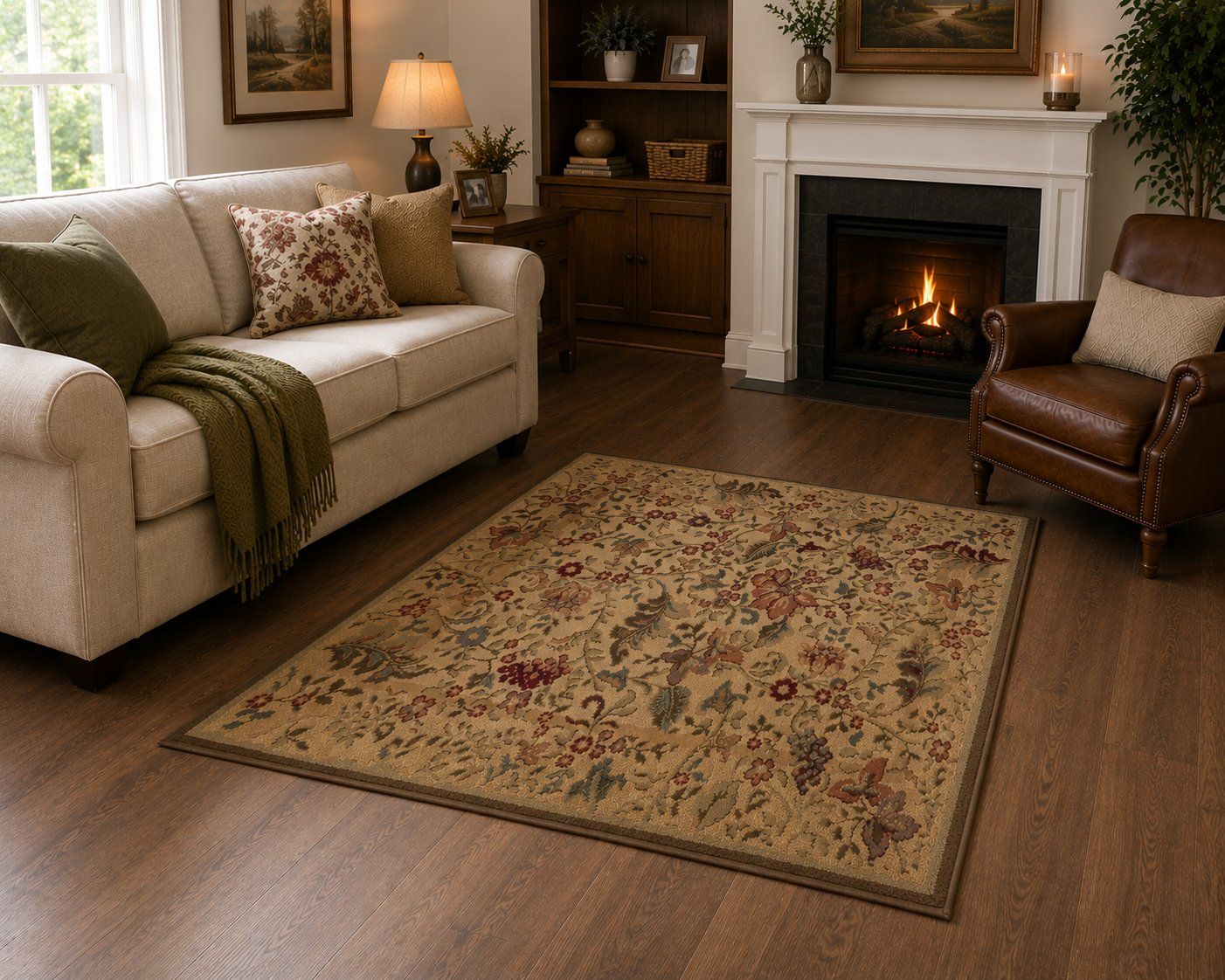 Large Floral Accent Rug 46x62 – Traditional Vintage Style – Farmhouse & Cottage Decor