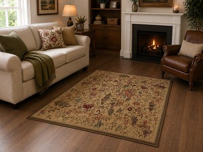 Large Floral Accent Rug 46x62 – Traditional Vintage Style – Farmhouse & Cottage Decor