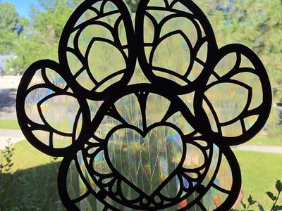 Paw Print Heart Suncatcher Window Decal Rainbow Maker Sticker Static Cling Decor