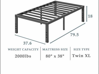 Twin-XL metal platform bed