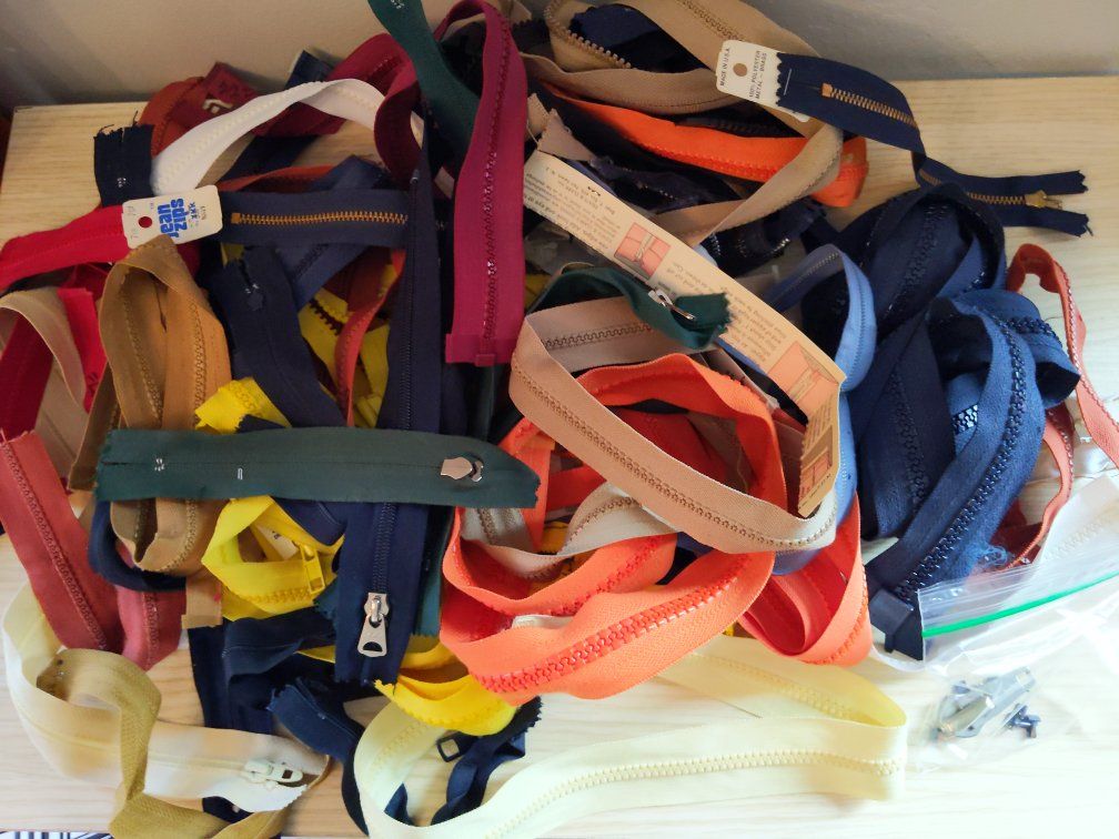 Around 100 Vintage YKK & Jean Zips + Assorted Zipper Lot, Various Sizes & Colors
