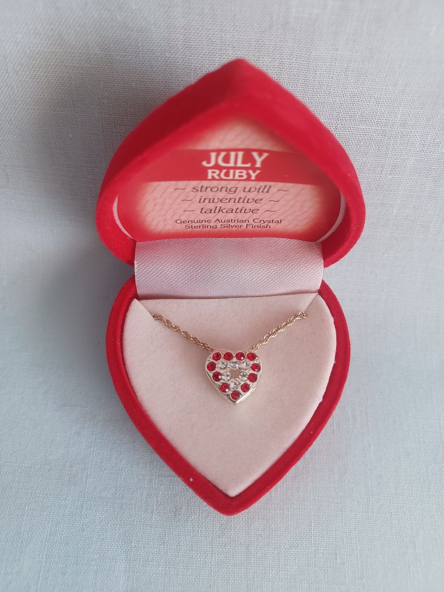 New!  July Ruby Heart Necklace