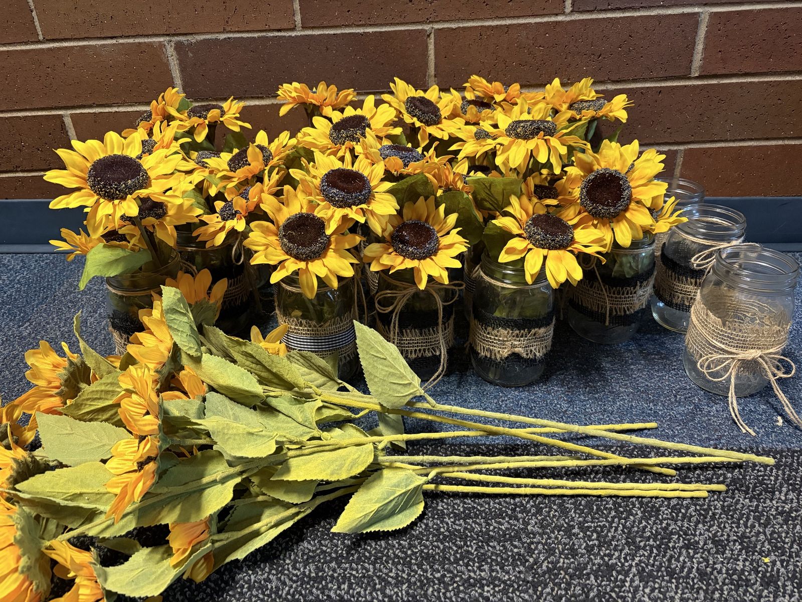 Rustic Sunflower Centerpieces Mason Jars Wedding Party Event Decor