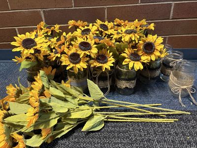 Rustic Sunflower Centerpieces Mason Jars Wedding Party Event Decor