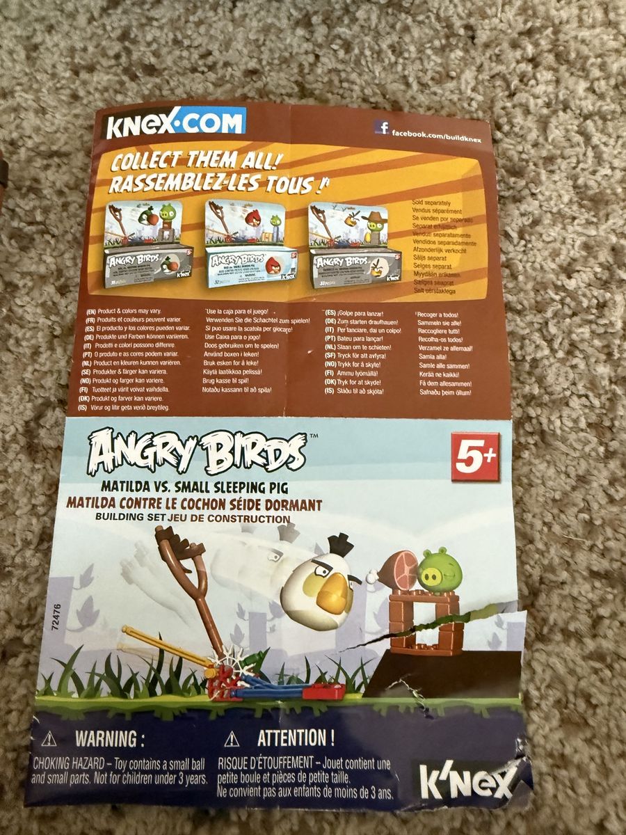 K'NEX Angry Birds Matilda Vs. Sleeping Pig Building Set - Complete w/ Instructions Ages 5+