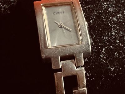Guess Silver-Tone Rectangular Link Bracelet Watch