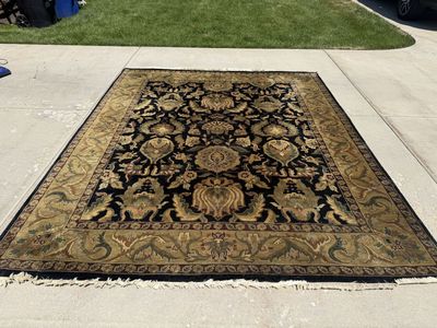 Black and Gold Tapestry Wool Rug 8’ x 10’ Rug