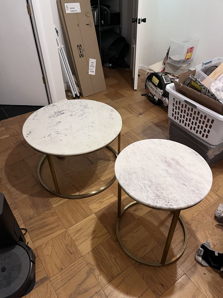 Real Marble coffee and end tables (sold as pair)