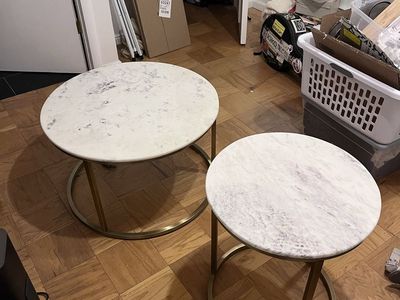 Real Marble coffee and end tables (sold as pair)