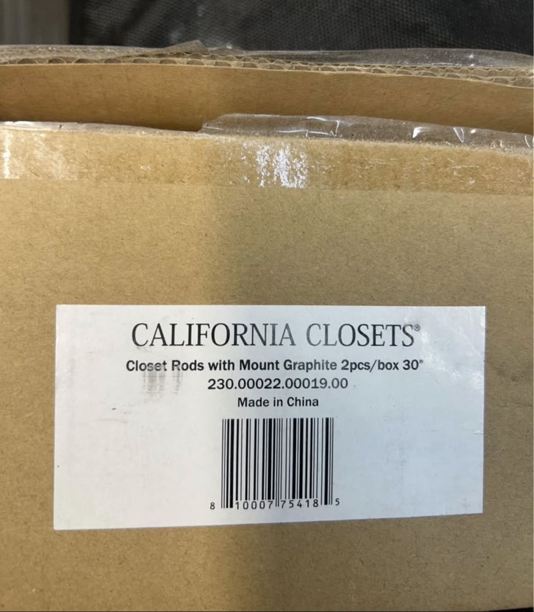 California Closets Closet Rods with Mount Graphite 2pcs/box 30"
