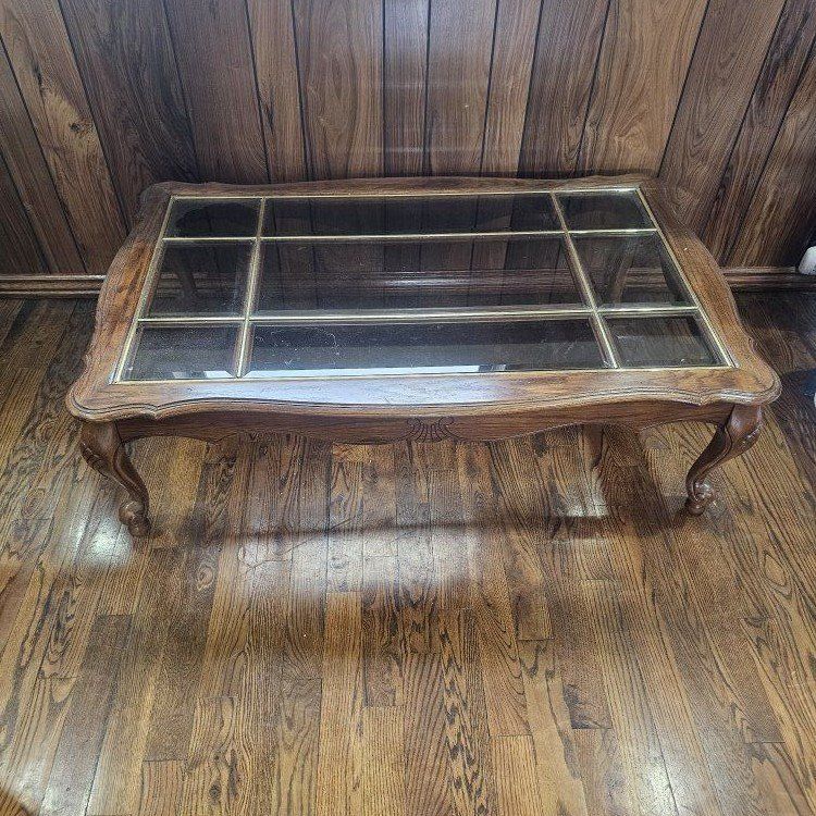 Oak and Glass Coffee Table