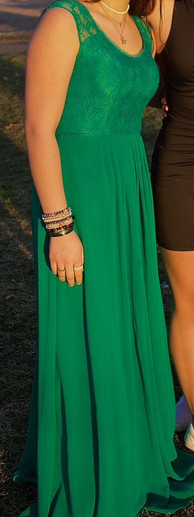 Emerald Green Lace Bodice Long Formal Gown Size Small