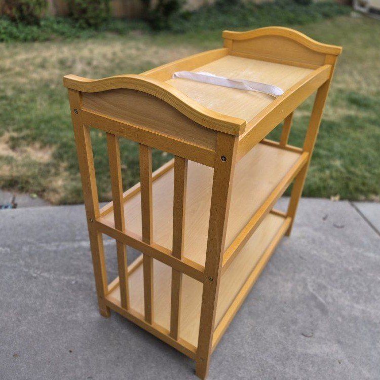 Wood Baby Table with Storage Shelves