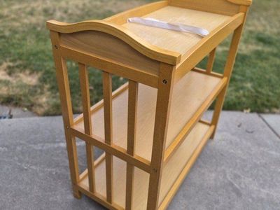 Wood Baby Table with Storage Shelves