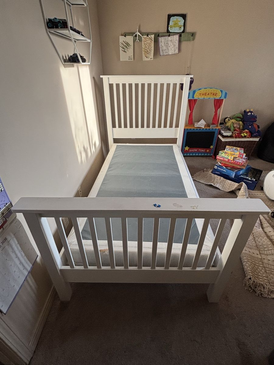 White Twin Bed Frame and base