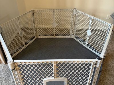 MyPet Petyard Protect Pet Pen w/ SecureMat - 6-Panel, Portable, Walk-Through Gate