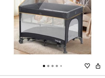 Dripex 5-in-1 Baby Bassinet, 2-Level Height, Foldable Portable Bedside Crib, Dark Grey, 0-12 Months