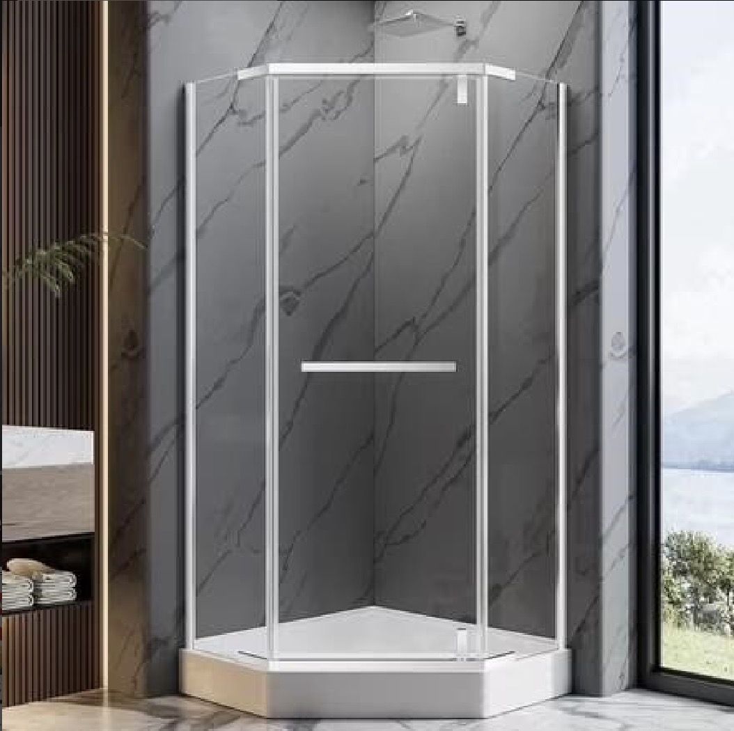 New 36in x 36in x 72in Corner Shower Door Enclosure Frameless Chrome