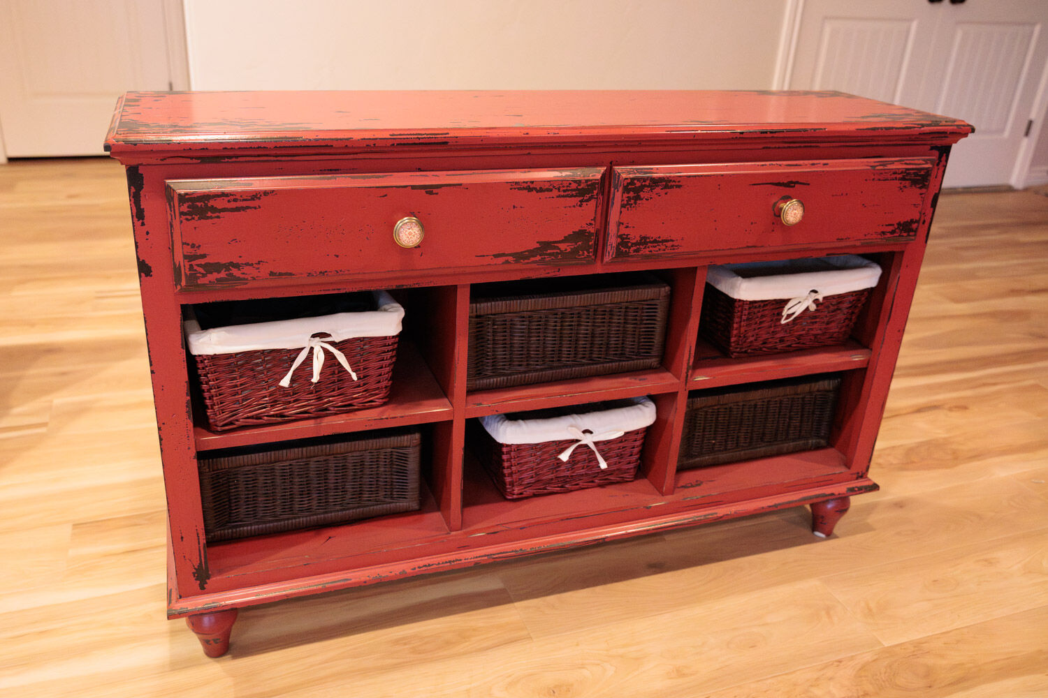 FourChairs Rustic Behind-the-Couch Table with Baskets