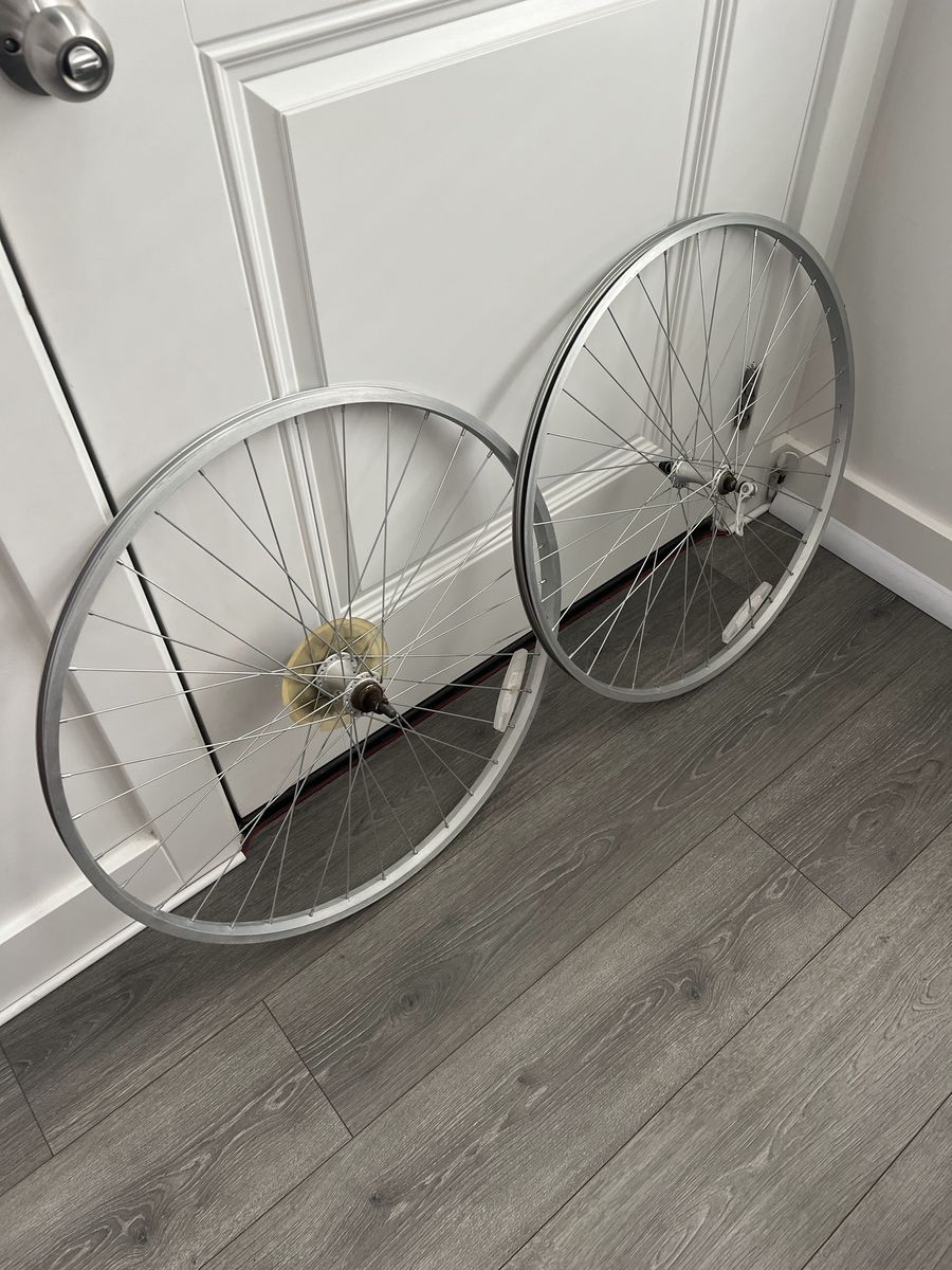 700c Bicycle Wheelset (Front & Rear) – Alloy Rim Brake Wheels with Front Skewer - $15 Firm