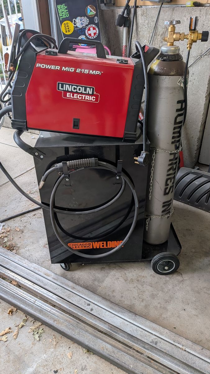 Lincoln Electric Power Mig 215 MPi Welder with Cart - Practically Brand New