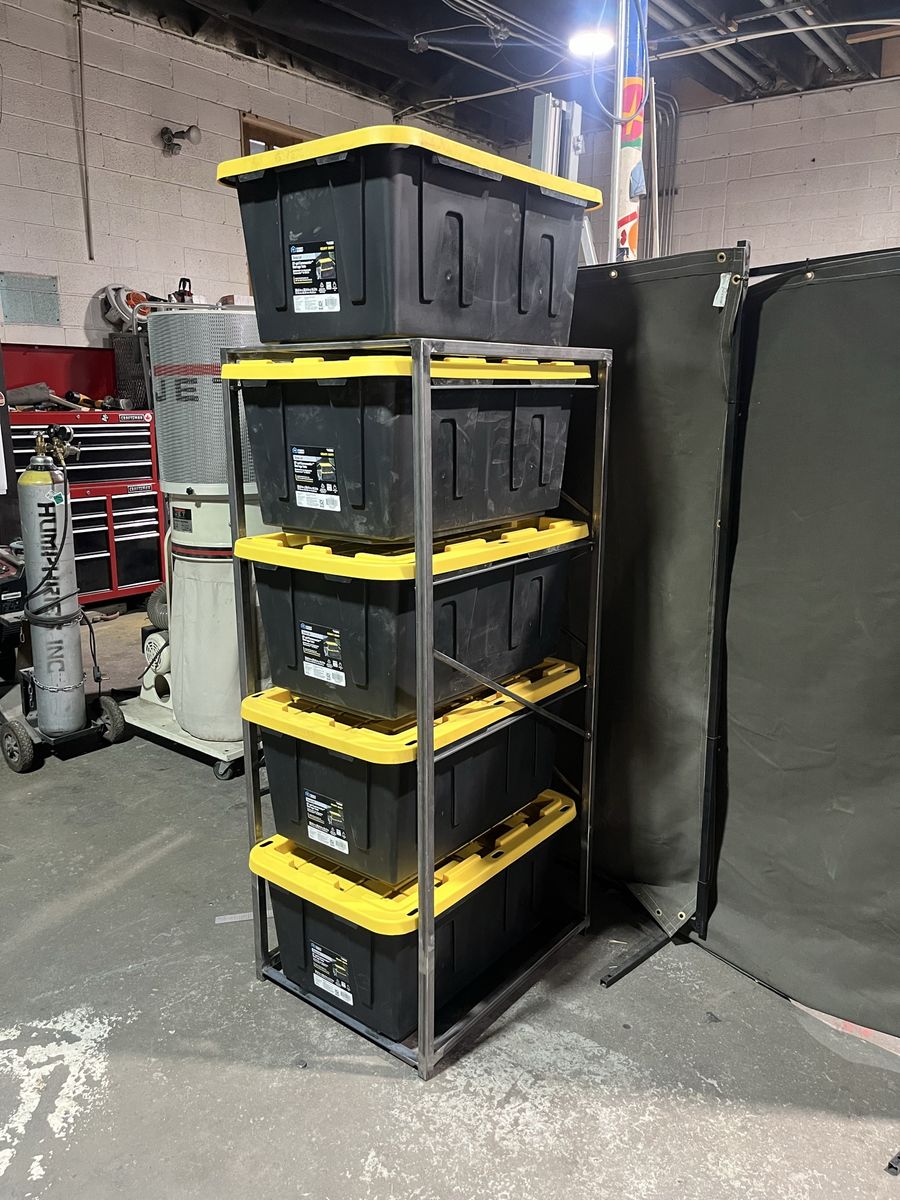 Steel storage bin rack