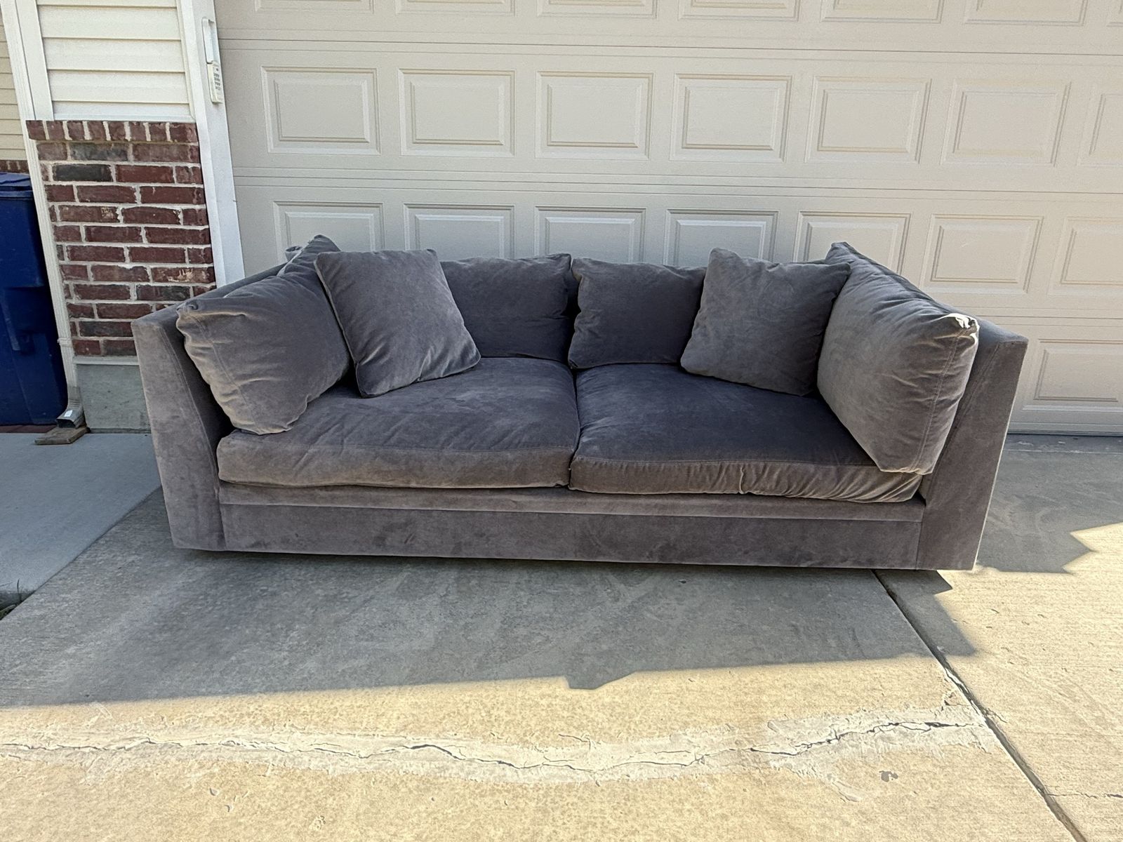 Deep Gray Velvet Sofa Couch (CAN DELIVER)