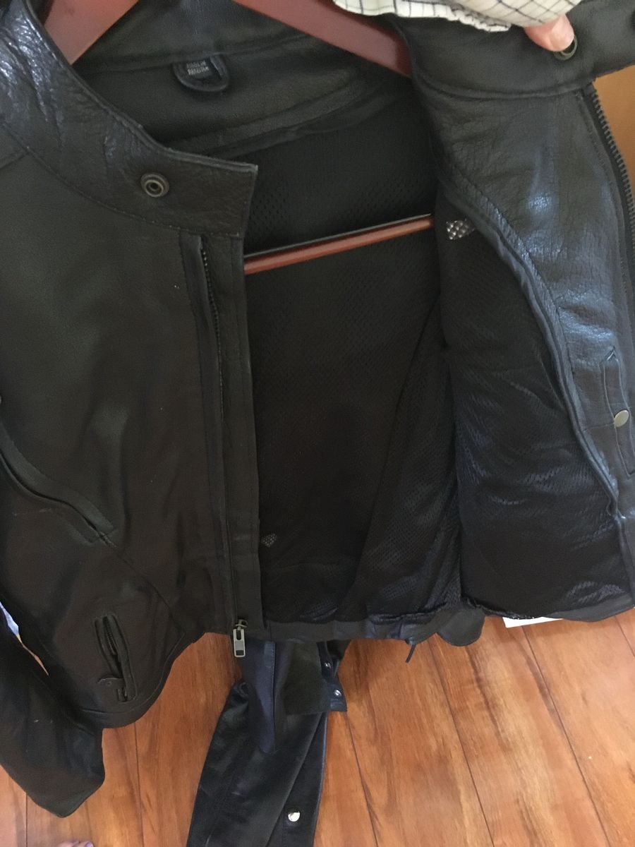 Xelement Men's Black Leather Motorcycle Jacket - Advanced Motorcycle Gear - Size 32