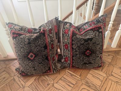 Two Large Handmade Antique Baluch Saddle Bags with down inserts