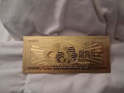 Gold One Billion Dollar Commemorative Bill - Patriotic Reserve Note. 24k Gold and pure 9999