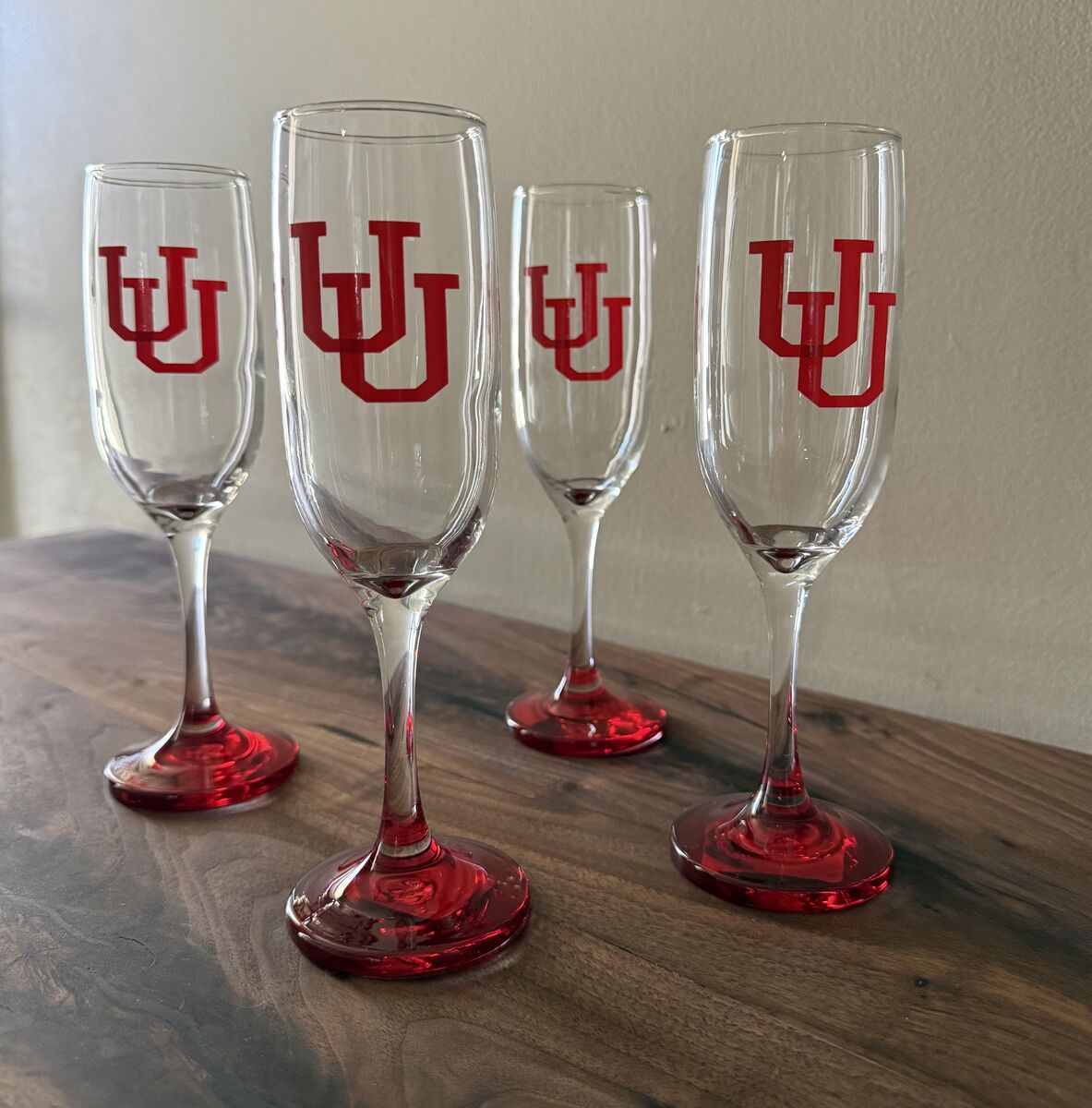 U of U Set of 4 Flute Glasses