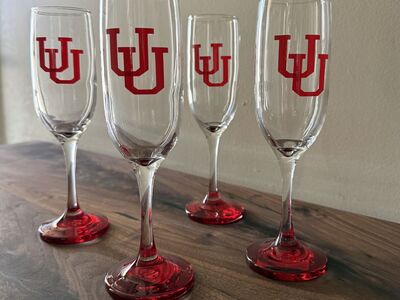U of U Set of 4 Flute Glasses