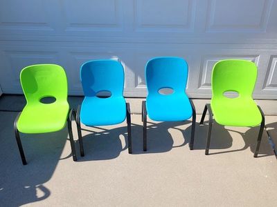 Lifetime Kids Chairs - Set of 4, Green & Blue, Durable Plastic, Child-sized Seating
