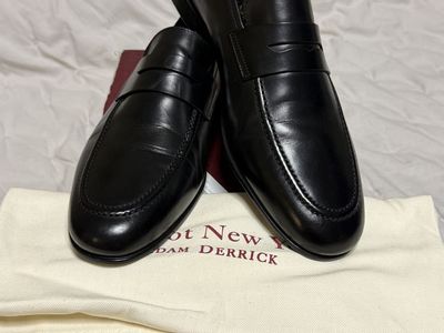 To Boot New York Portofino Black Leather Penny Loafers Men's Size 7.5M - Adam Derrick
